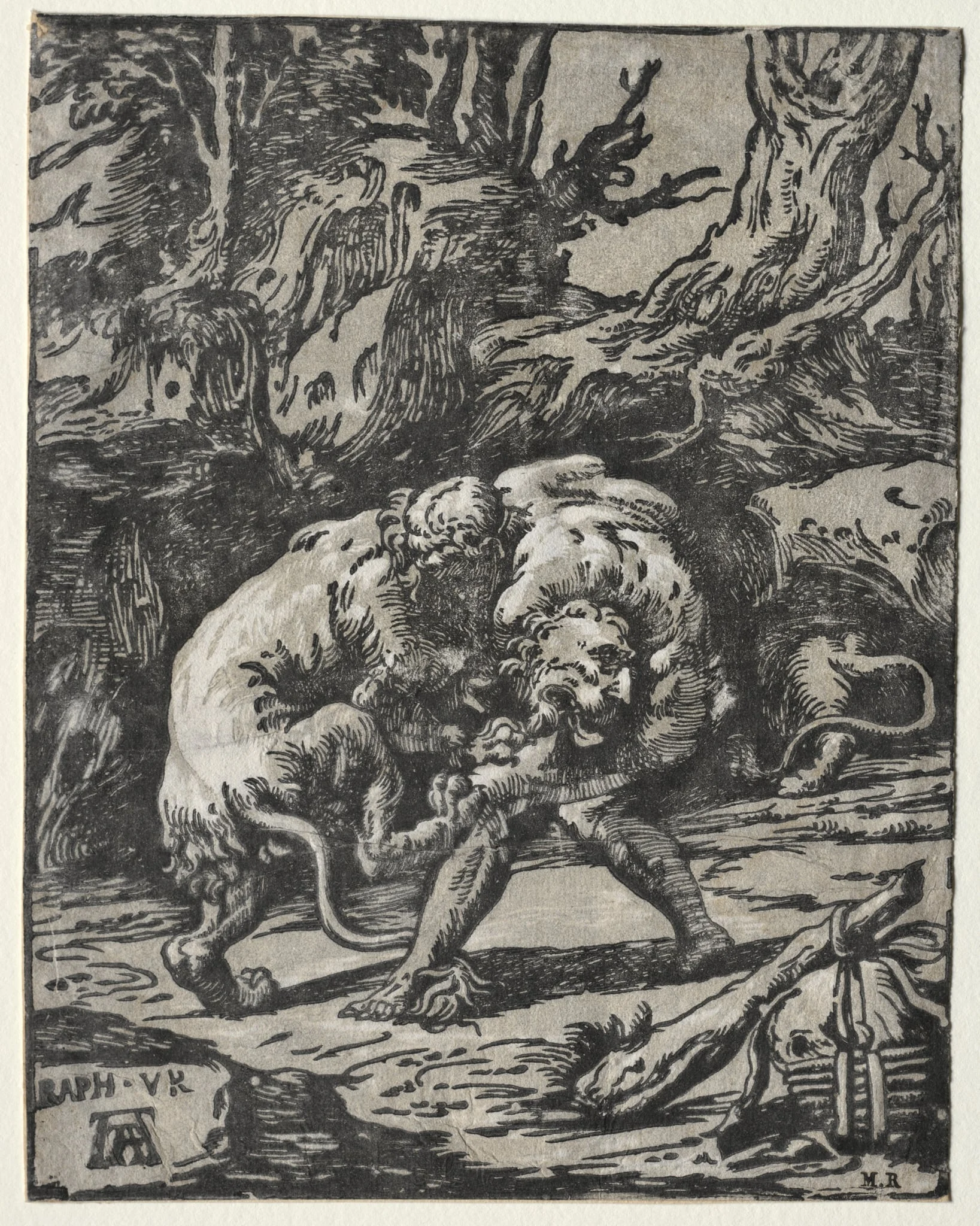 Hercules Strangling the Lion of Nimes, detail