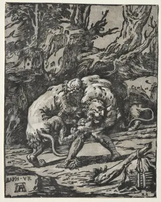 Hercules Strangling the Lion of Nimes, by Joseph Nicolas Vicentini, 1604