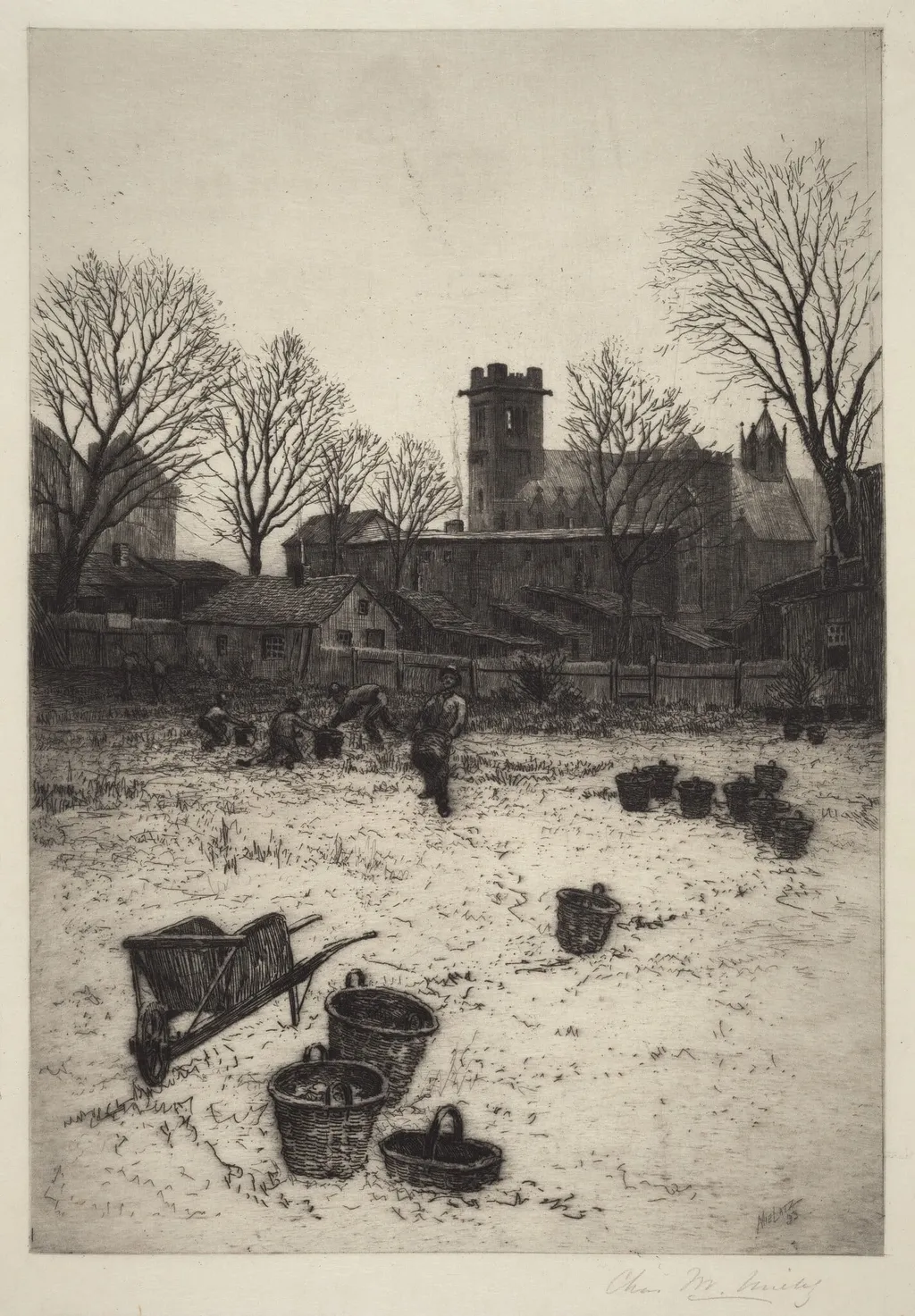 Untitled (Garden Scene), by Charles Frederick William Mielatz, ink, 1893