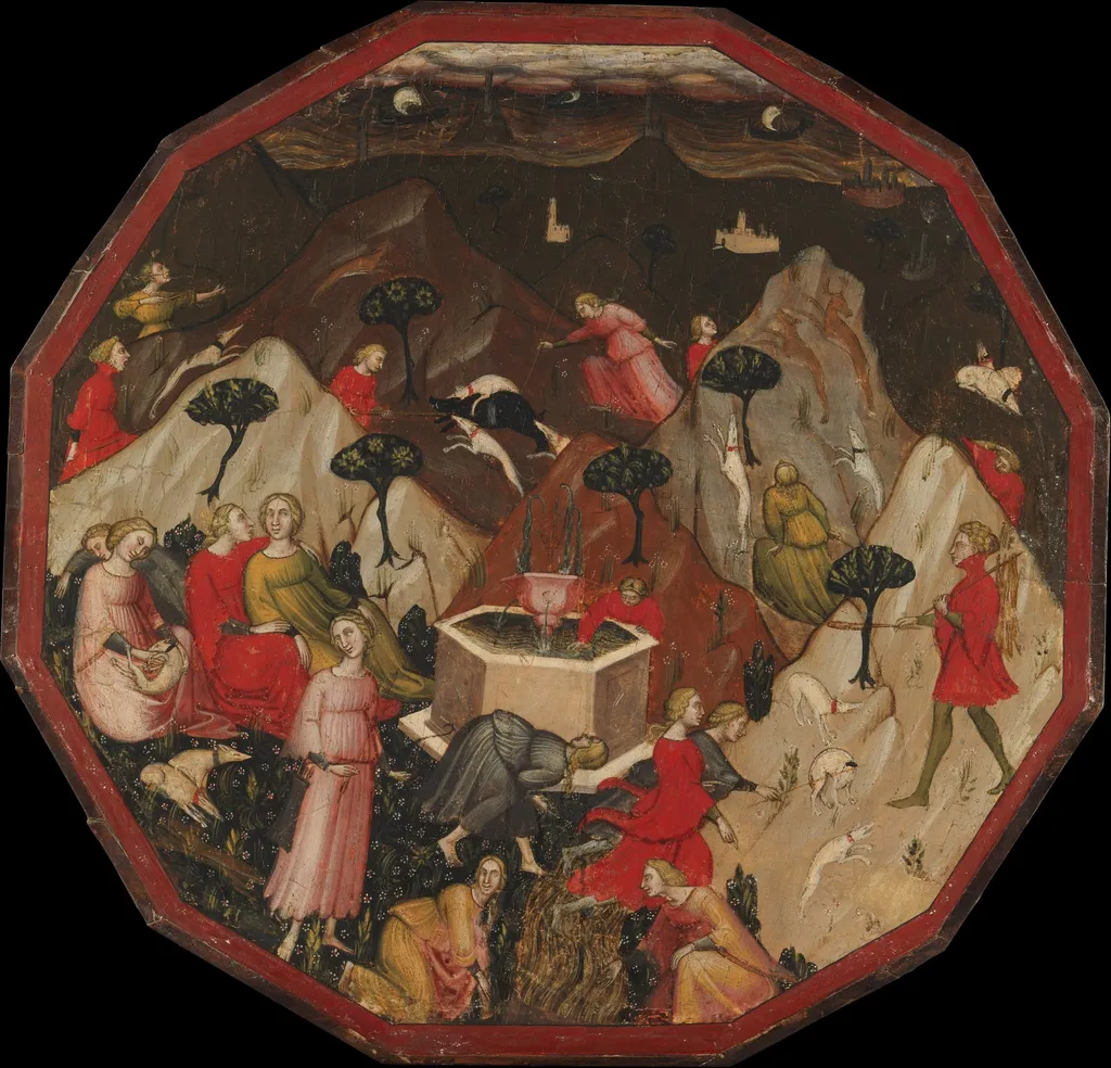 Ameto's Discovery of the Nymphs, by Master of 1416, tempera, 1410