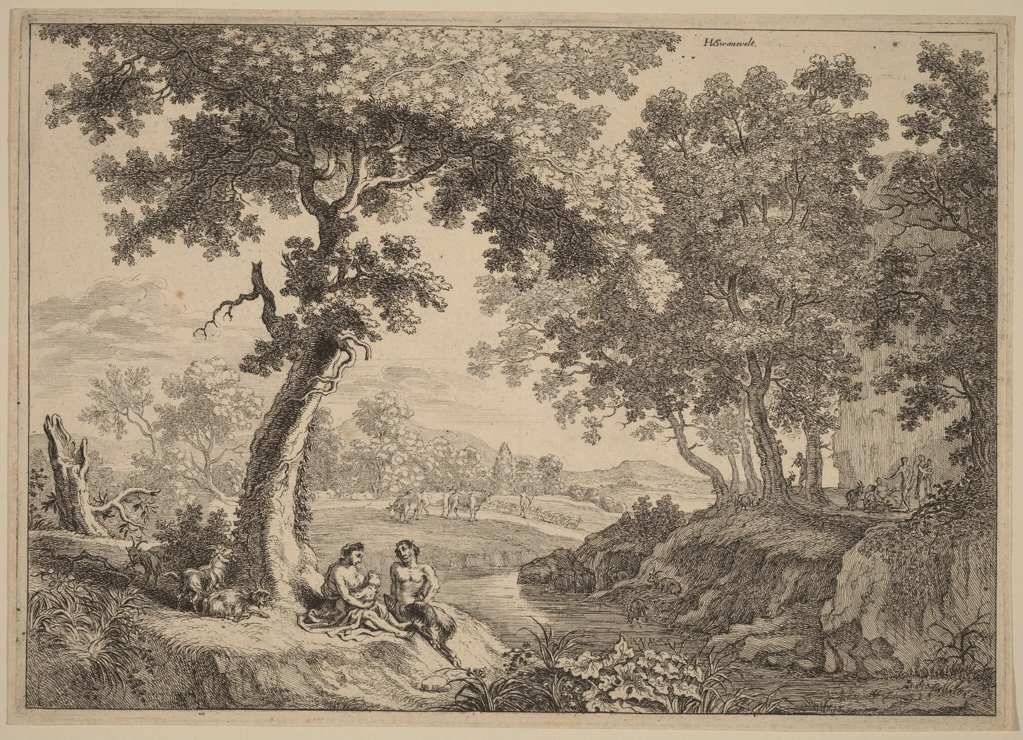 Satyr Family Seated under a Tree, detail