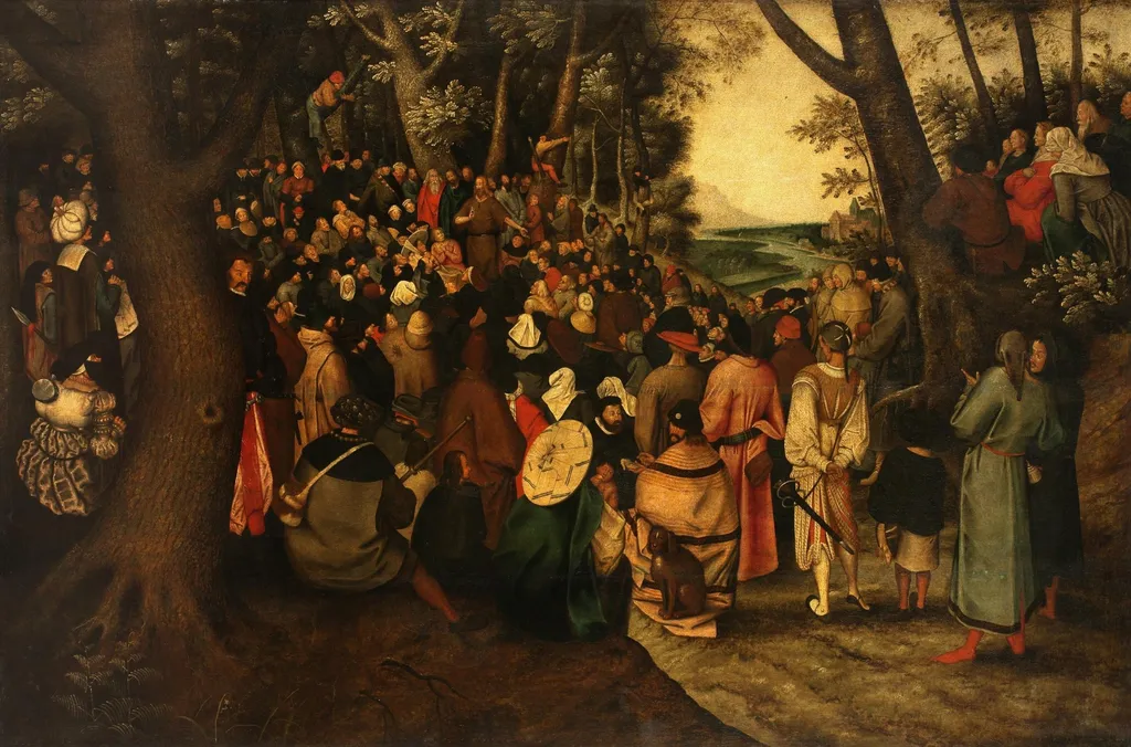 The Preaching of St John the Baptist, by Pieter Brueghel the Younger, oil, 1604