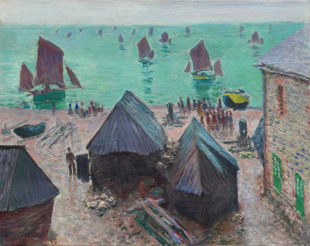 The Departure of the Boats, Étretat, by Claude Monet, oil, 1893