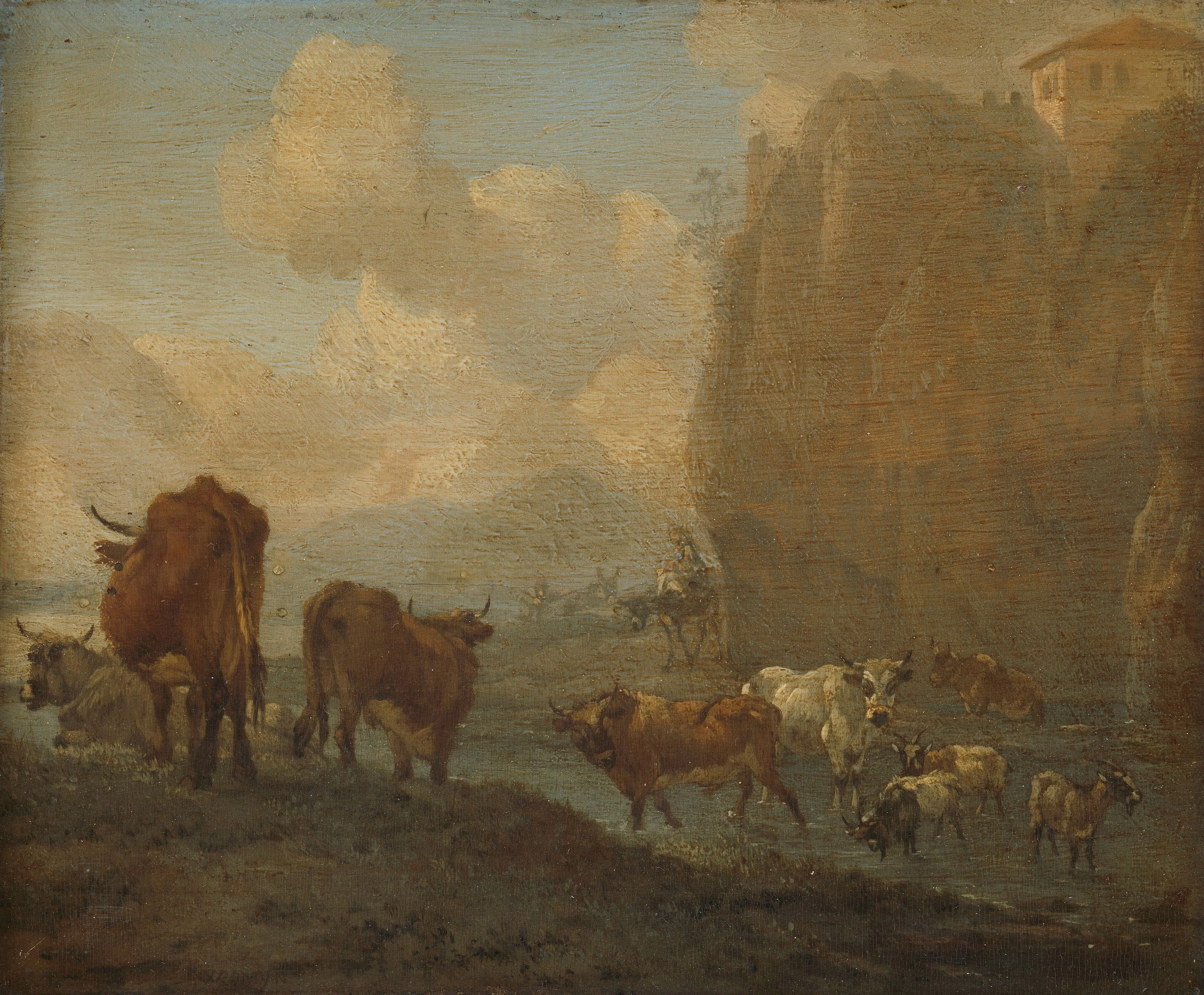 Herd near a river, detail