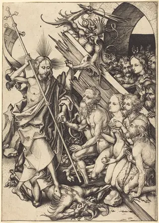 Christ in Limbo, by Martin Schongauer, ink, 1480