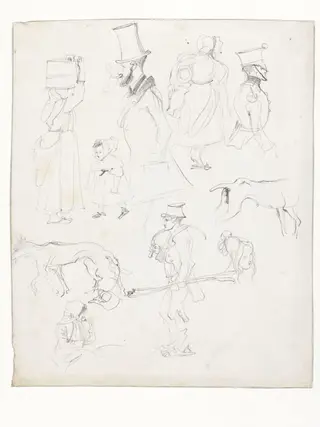 Drawing of figures, by Daniel Maclise, 1825