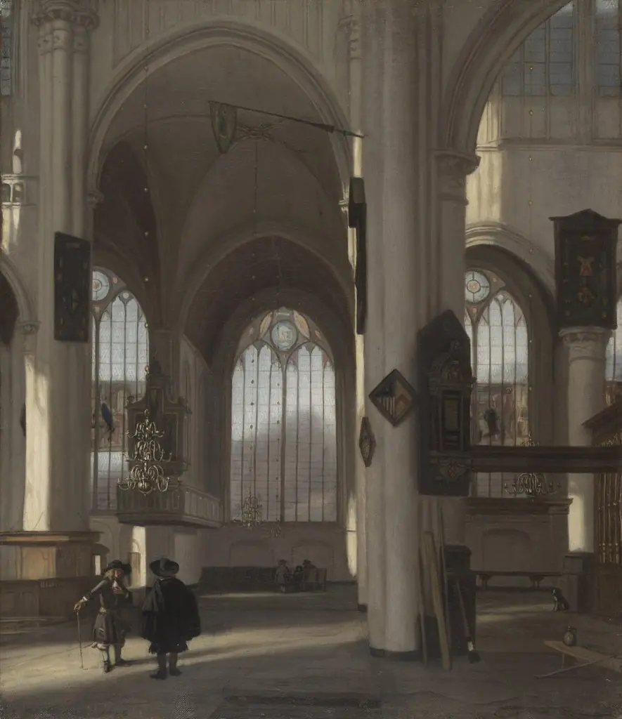 Interior of a Church, by Emanuel de Witte, oil, 1690