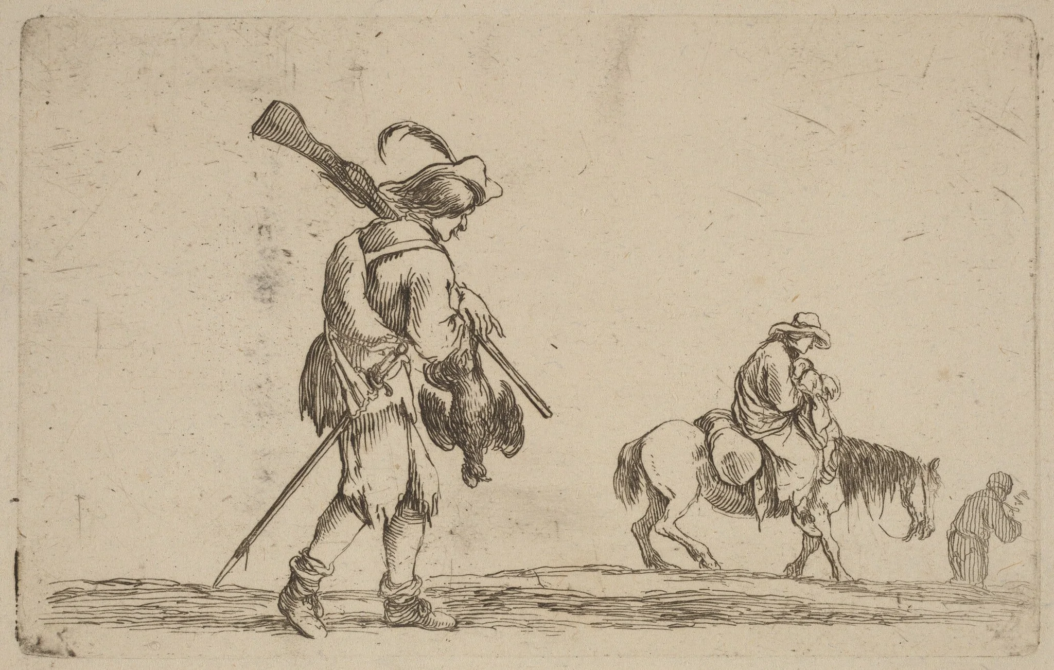 Soldier Holding a Fowl by the Feet, detail
