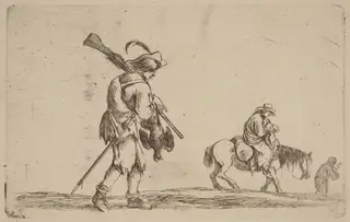 Soldier Holding a Fowl by the Feet, by Stefano Della Bella, ink, 1637
