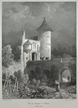 Voyages pittoresques et romantiques dans l'ancienne France.  Franche-Comté:  Vue du Château de Frasne, by James Duffield Harding, 1825