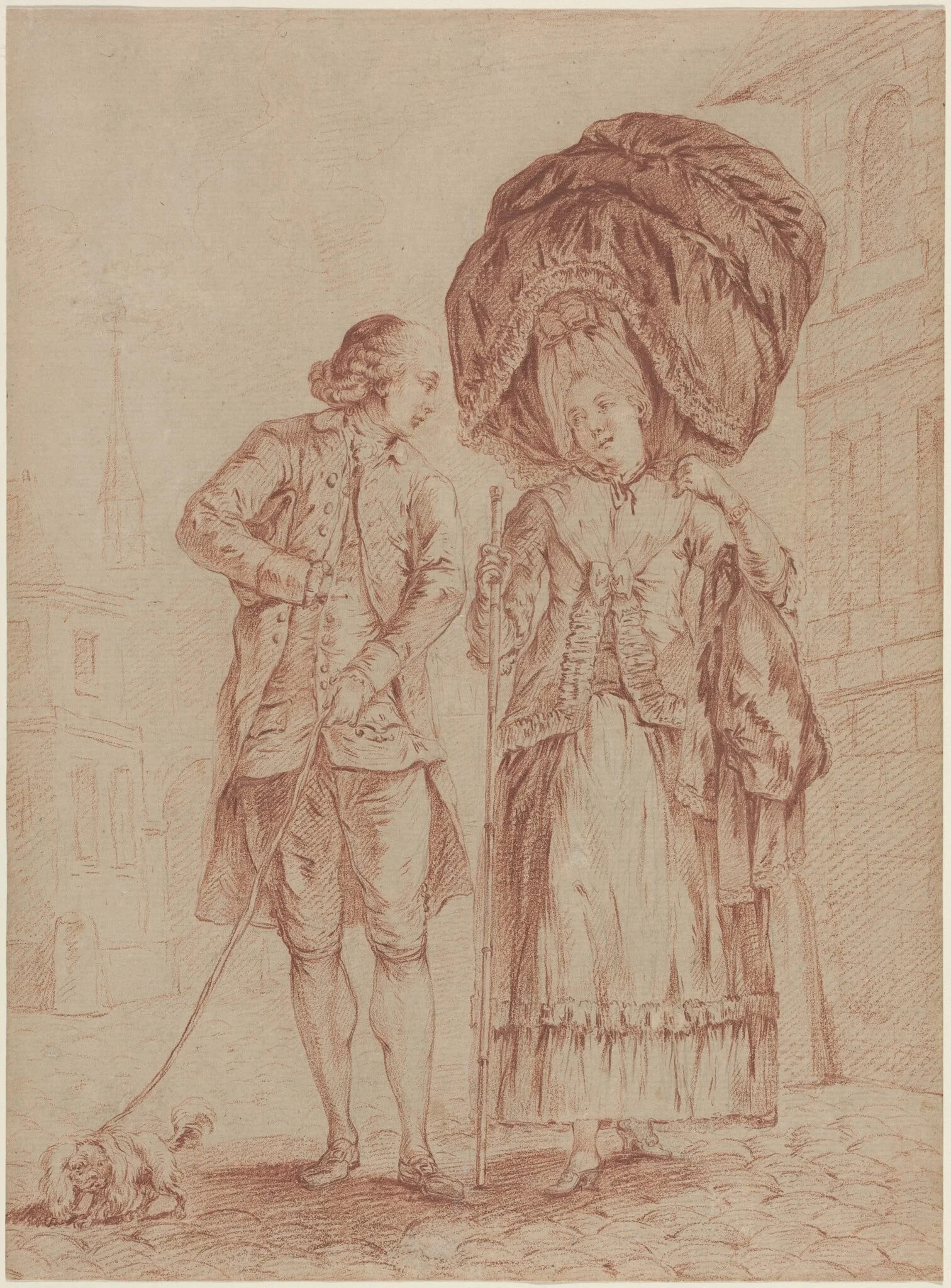 A Cleric Accompanying a Lady on Her Morning Walk, detail