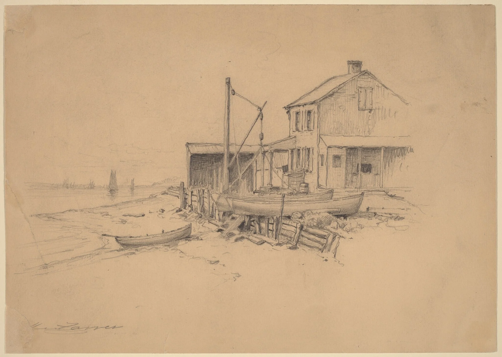 Fishing Boats and Shack, detail