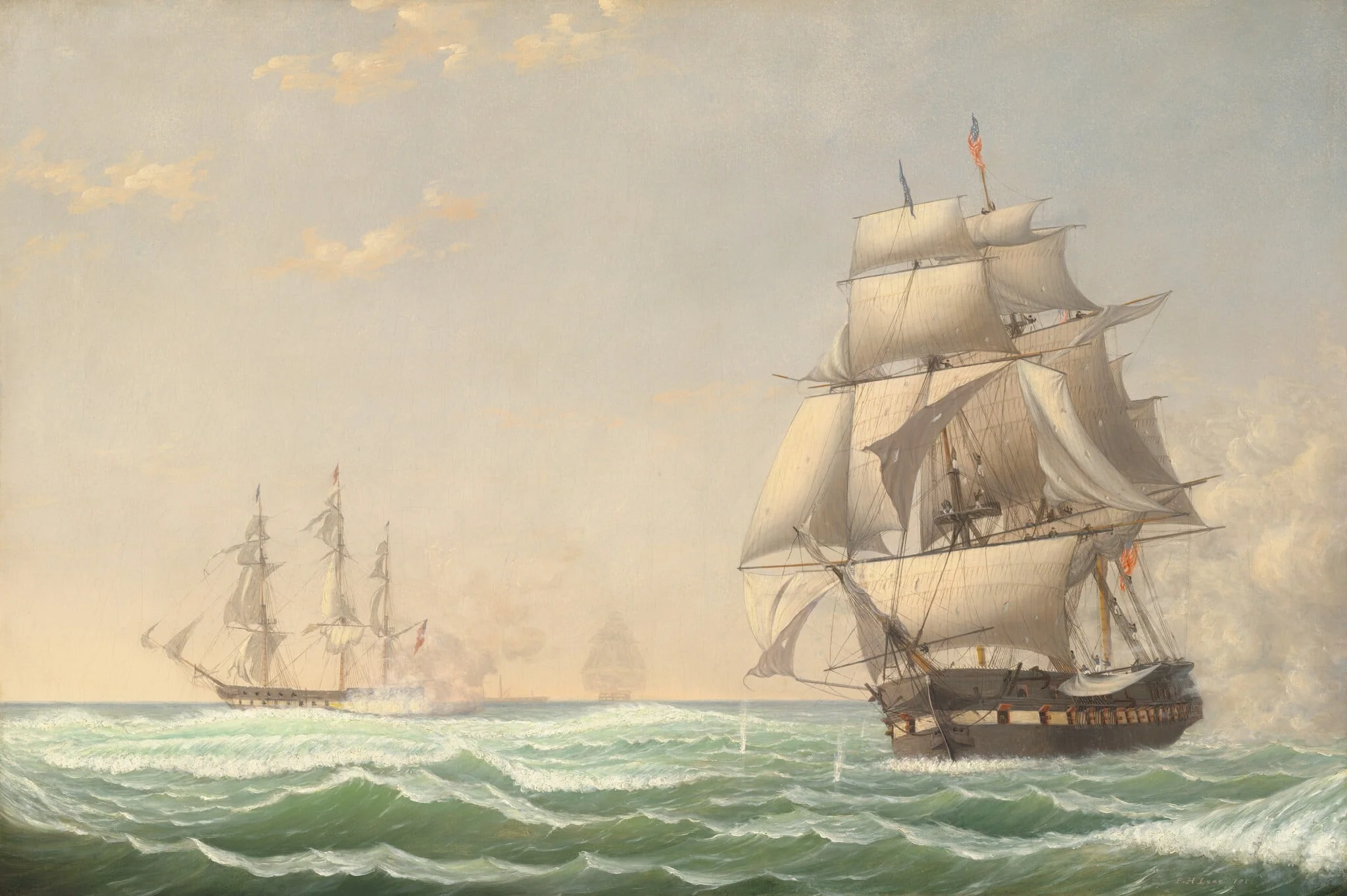 The United States Frigate "President" Engaging the British Squadron, 1815, detail