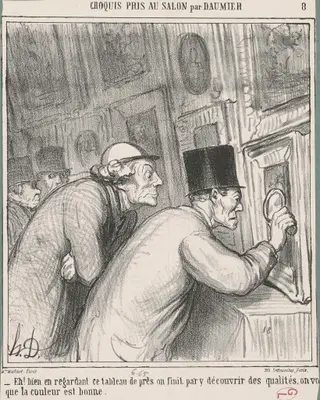 Eh! Bien en regardance ce tableau, by Honoré Daumier, ink, 1865