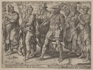 Notorious Examples of Wealth from Antiquity, by Philip Galle, ink, 1563