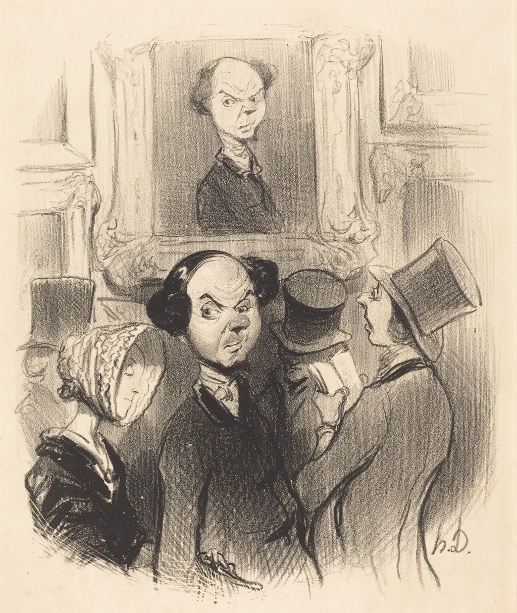Charmé de se voir exposé..., by Honoré Daumier, ink, 1841
