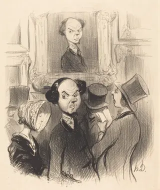 Charmé de se voir exposé..., by Honoré Daumier, ink, 1841