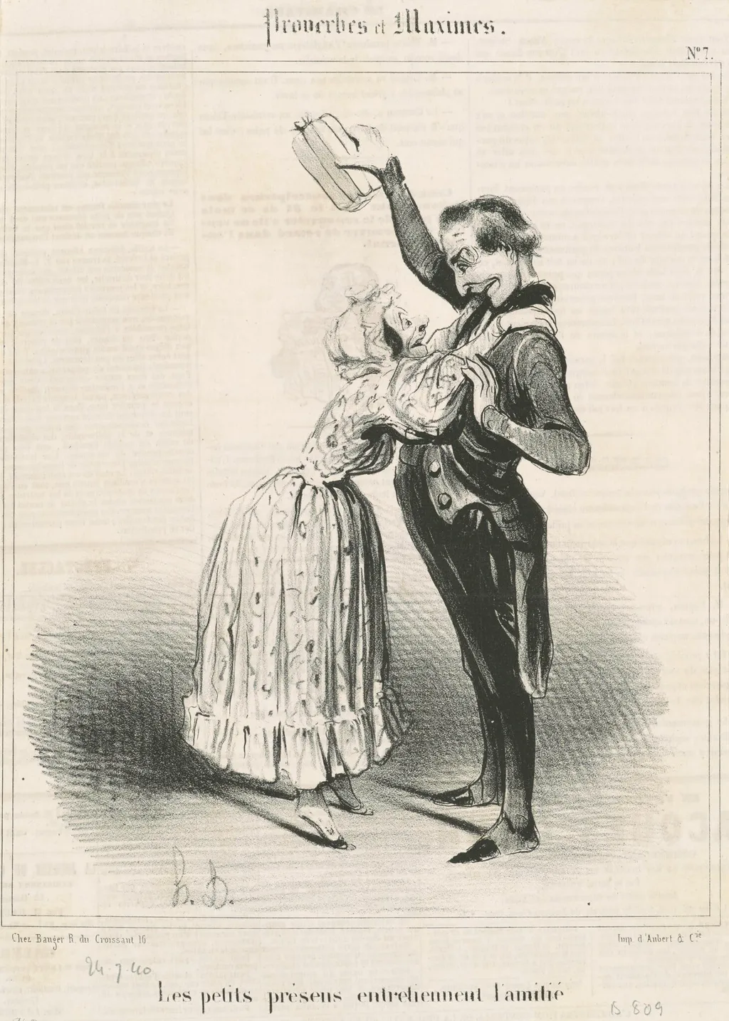 Les petits présens ..., by Honoré Daumier, ink, 1840