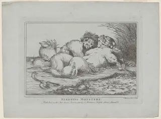 Sleeping Monsters, by John Hamilton Mortimer, ink
