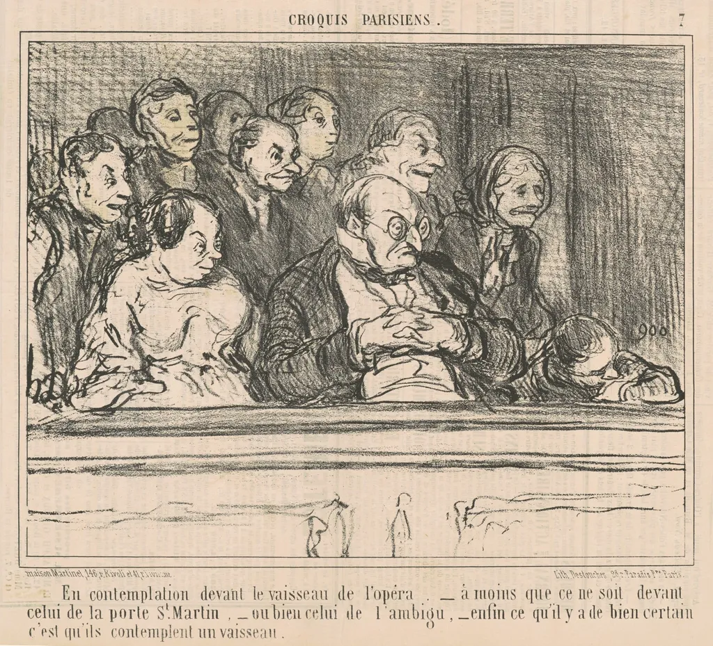 En contemplation devant le vaisseau de l'opera, by Honoré Daumier, ink, 1856