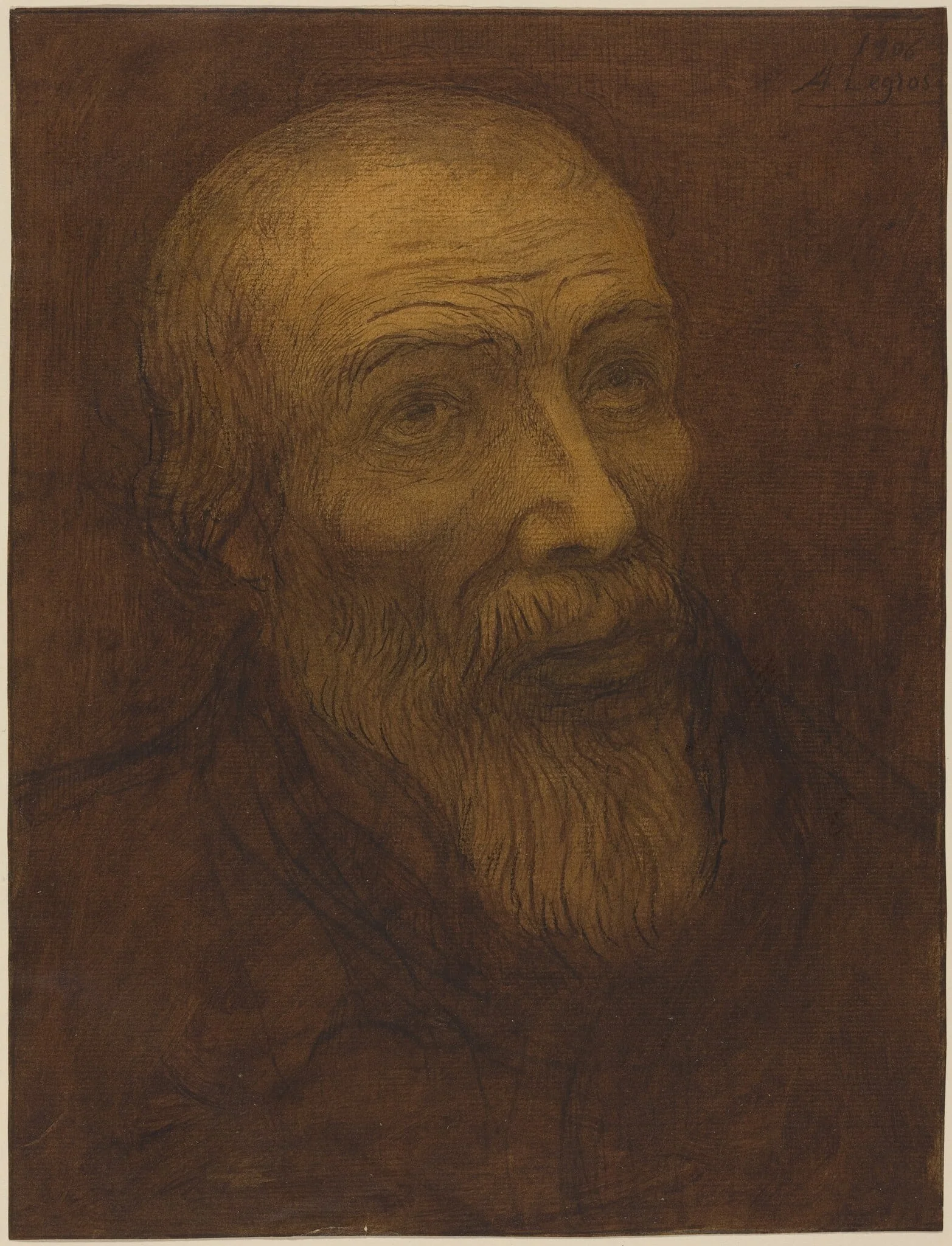 Head of a Bald Man with a Beard, detail