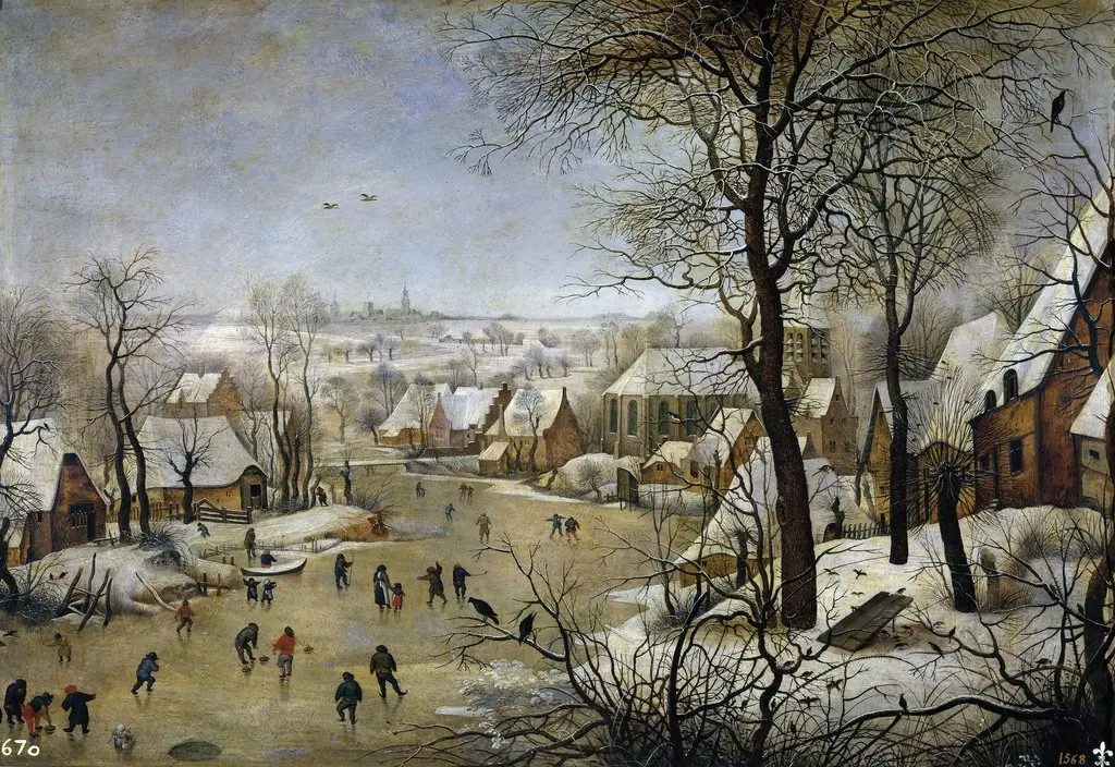 Winter Landscape with a Bird-trap, by Pieter Brueghel the Younger, oil, 1601