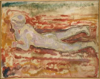 Boy Lying on his Stomach, by Edvard Munch, oil, 1910