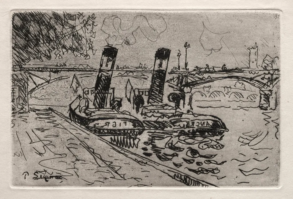 Paris, Le Pont des Arts avec Remorqeurs, by Paul Signac, 1927