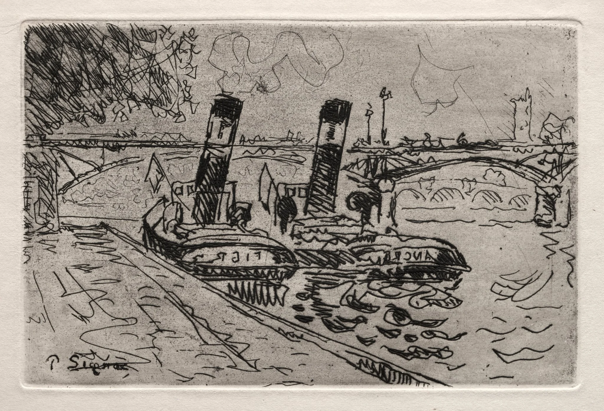 Paris, Le Pont des Arts avec Remorqeurs, detail