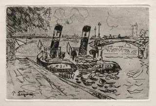 Paris, Le Pont des Arts avec Remorqeurs, by Paul Signac, 1927