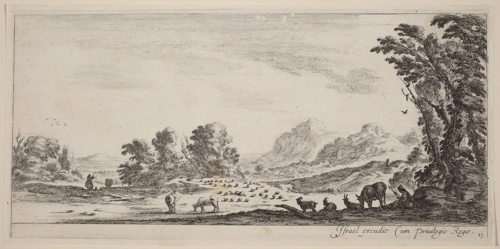 Landscape with Shepherd Guarding his Flock, detail