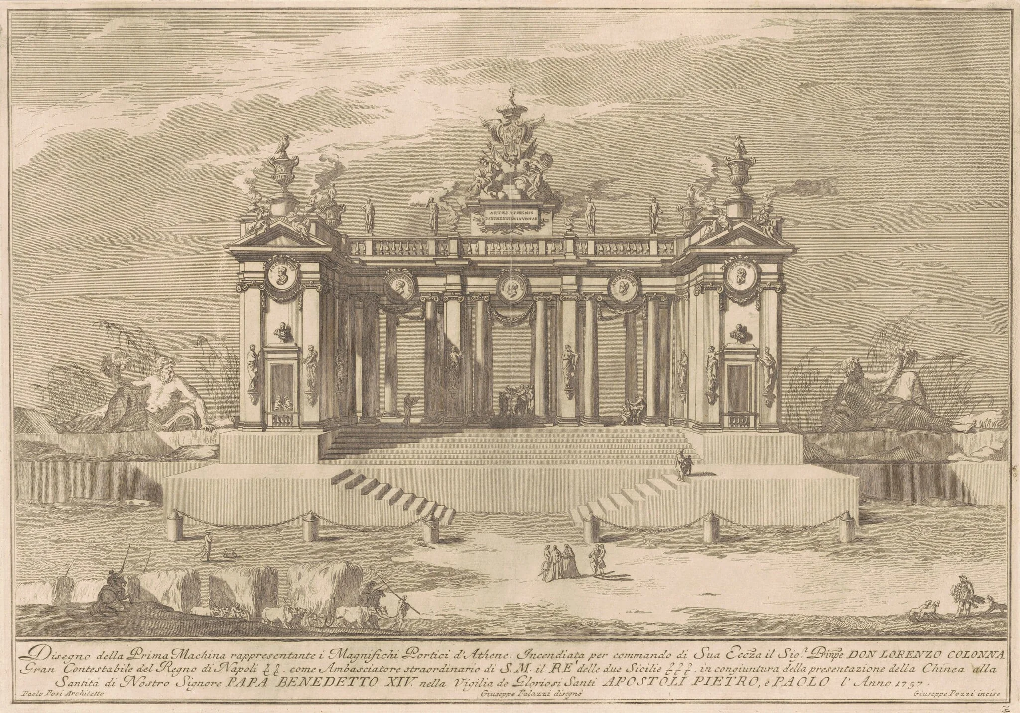The Prima Macchina for the Chinea of 1757: The Colonnade of the Athenian Lyceum, detail