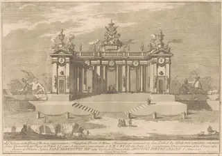 The Prima Macchina for the Chinea of 1757: The Colonnade of the Athenian Lyceum, by Giuseppe Pozzi, ink, 1757