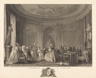 L'assemblee au concert, by Francois-Nicolas-Barthelemy Dequevauviller, ink, 1784