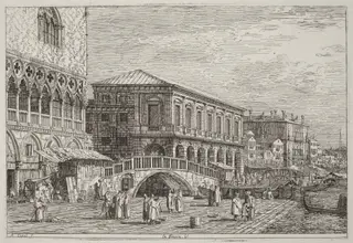 Le Preson. V. [lower left], by Canaletto, ink, 1740