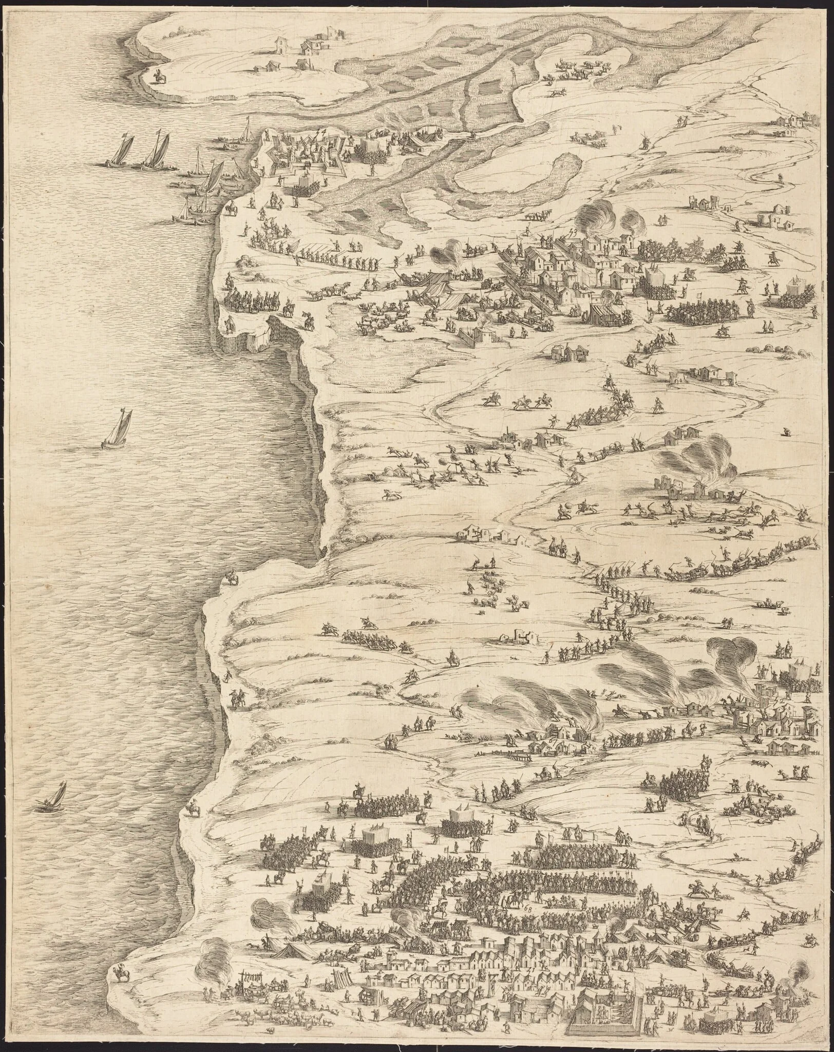 The Siege of La Rochelle [plate 5 of 16; set comprises 1952.8.97-112], detail