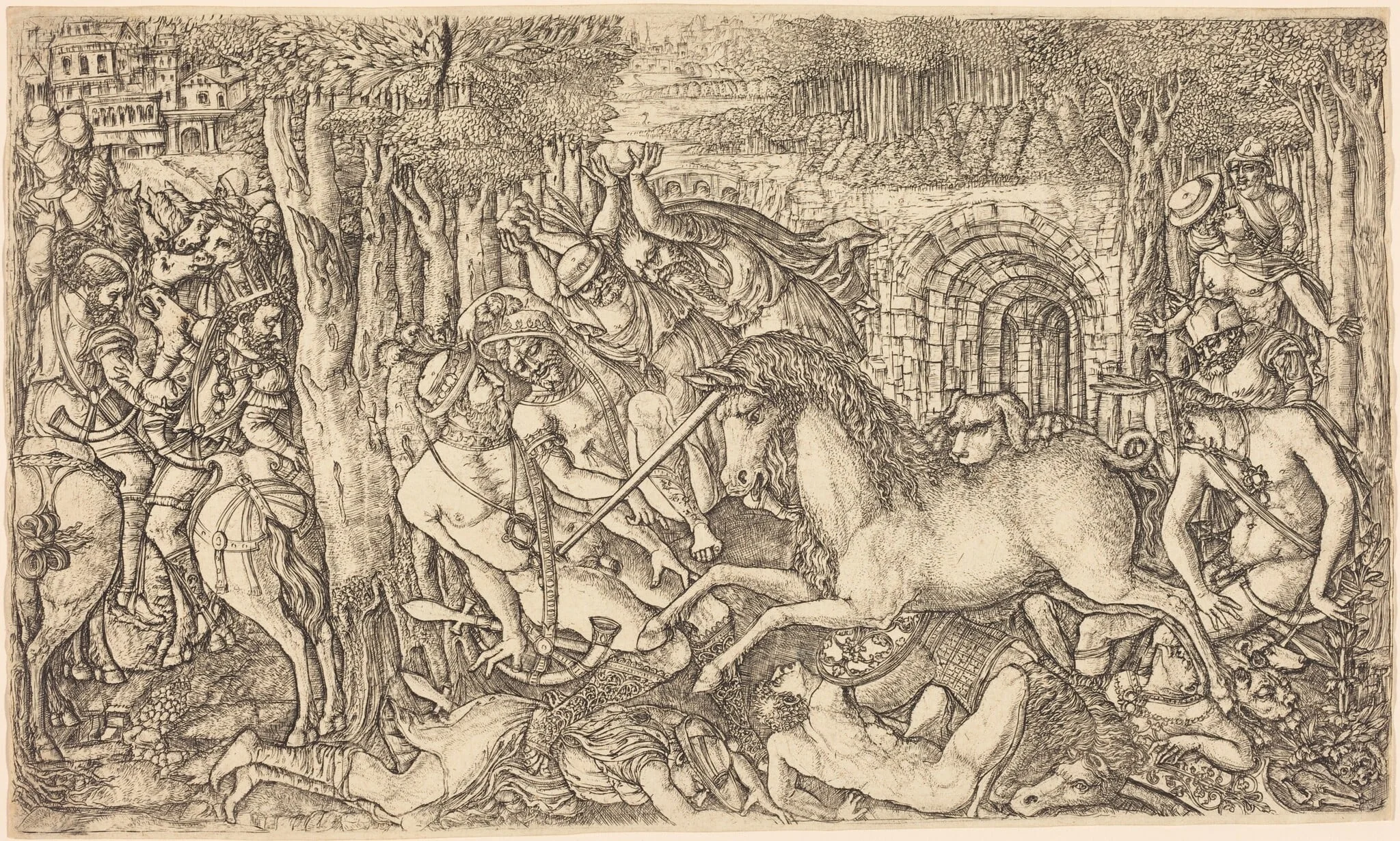 A King Pursued by a Unicorn, detail