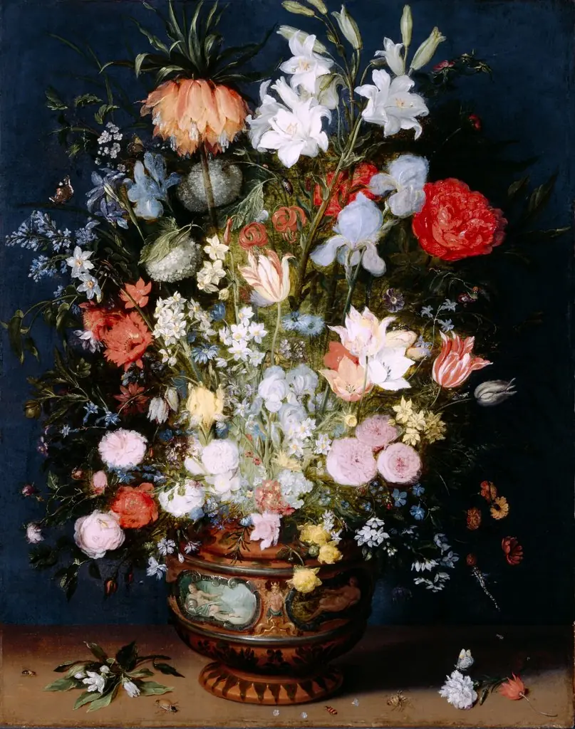 Bouquet of Flowers in a Ceramic Vase, by Jan Brueghel the Younger, unspecified, 1610