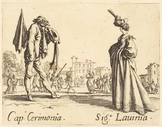 Cap. Cerimonia and Siga. Lavinia, by Jacques Callot, ink, 1622