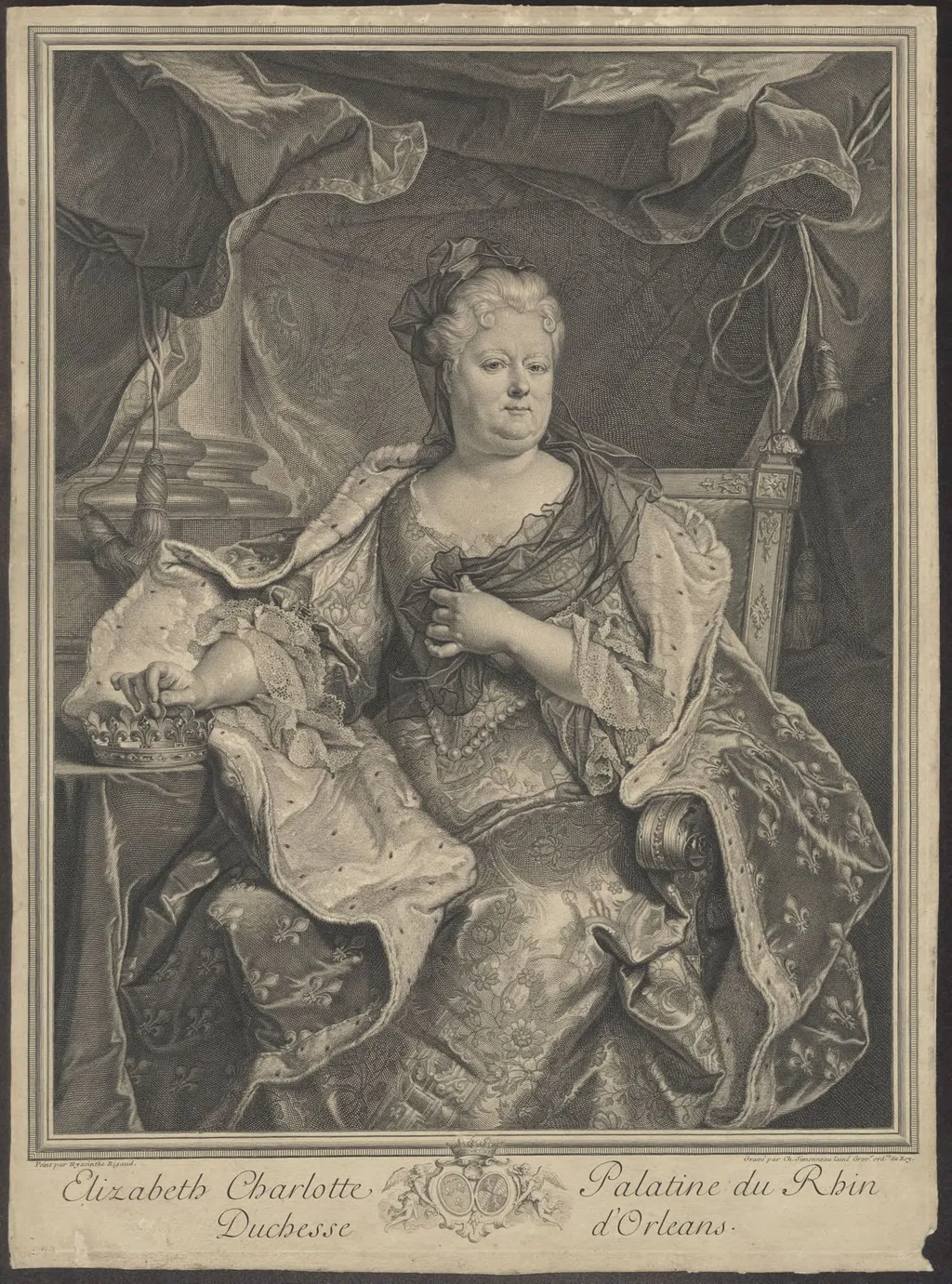 Portrait of Elizabeth Charlotte of the Palatinate, by Simonneau Charles, unspecified, 1650