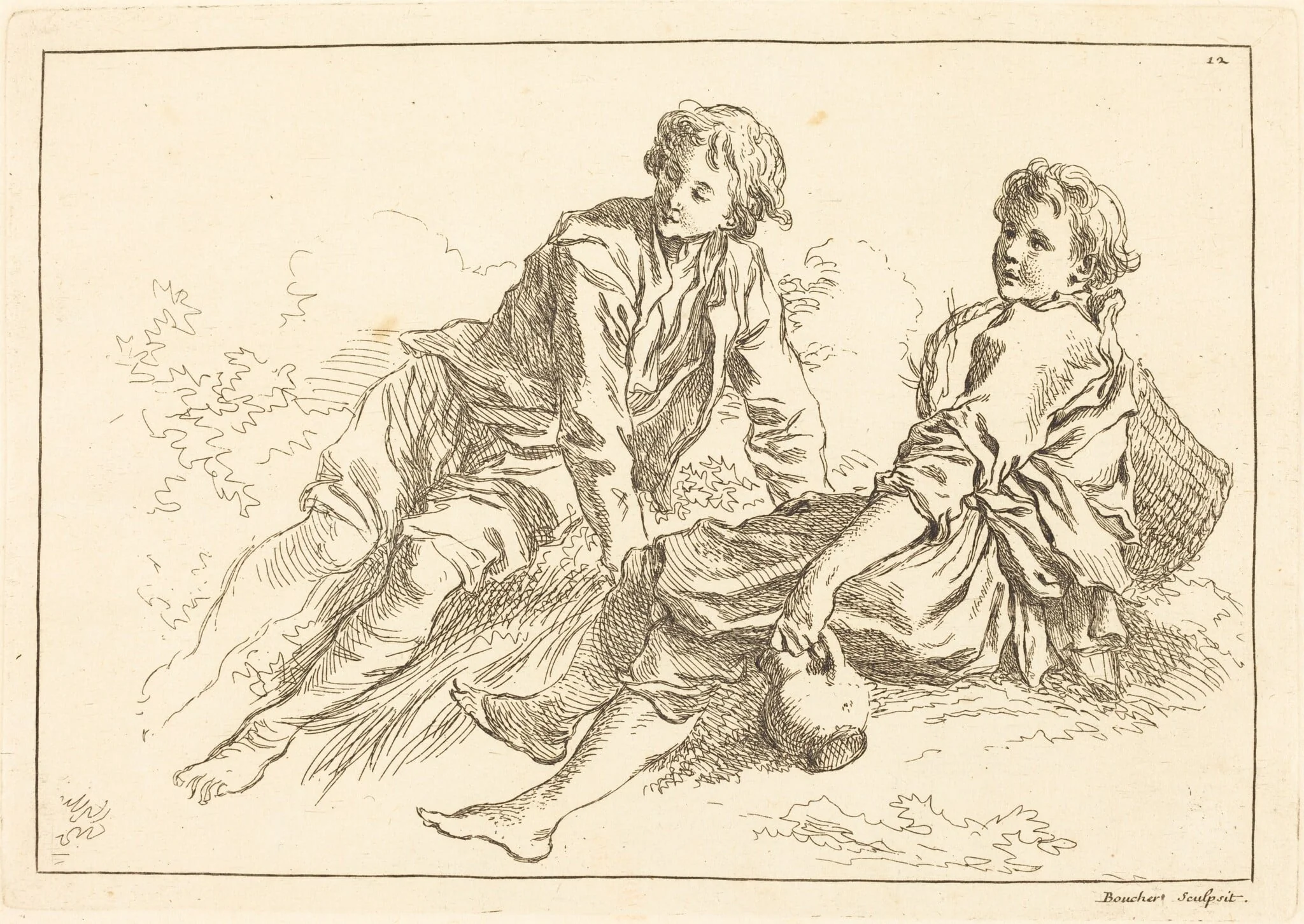 Reclining Shepherd Boys, detail