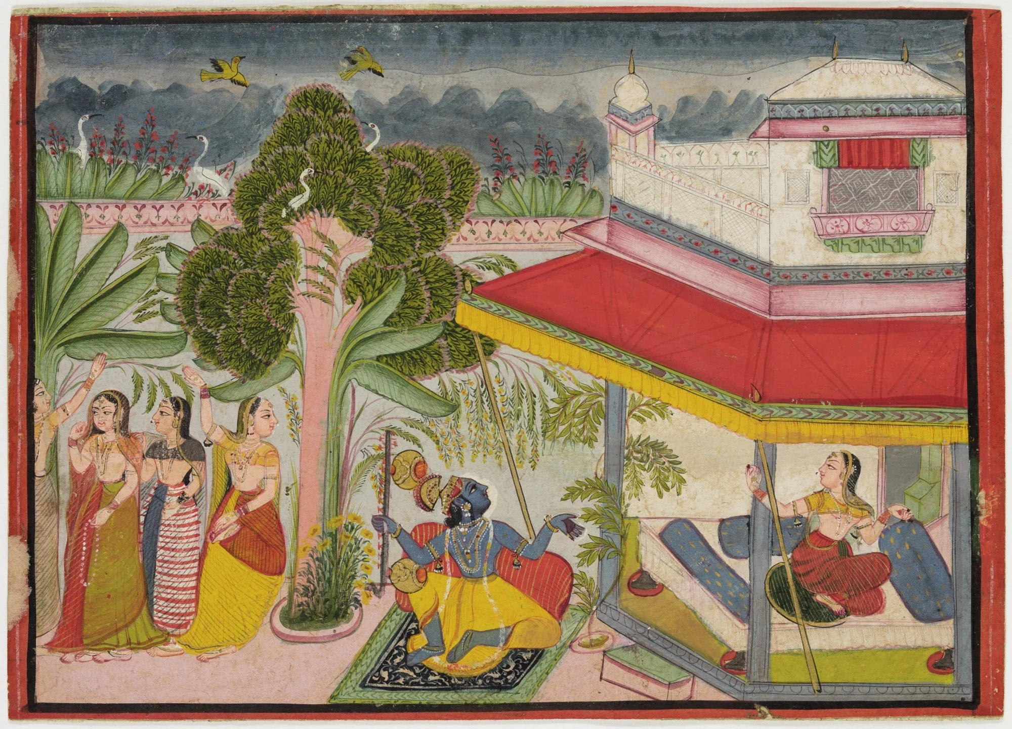 Krishna, Radha and Gopis, detail