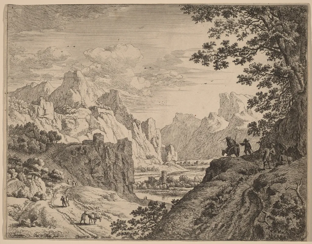 View of the River Rhine, by Jan van Aken, ink, 1638