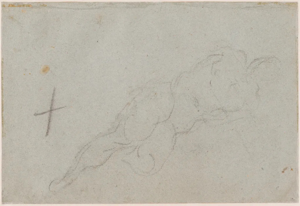 A Female Nude [verso], by Domenico Tintoretto, chalk, 1598