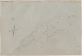 A Female Nude [verso], by Domenico Tintoretto, chalk, 1598