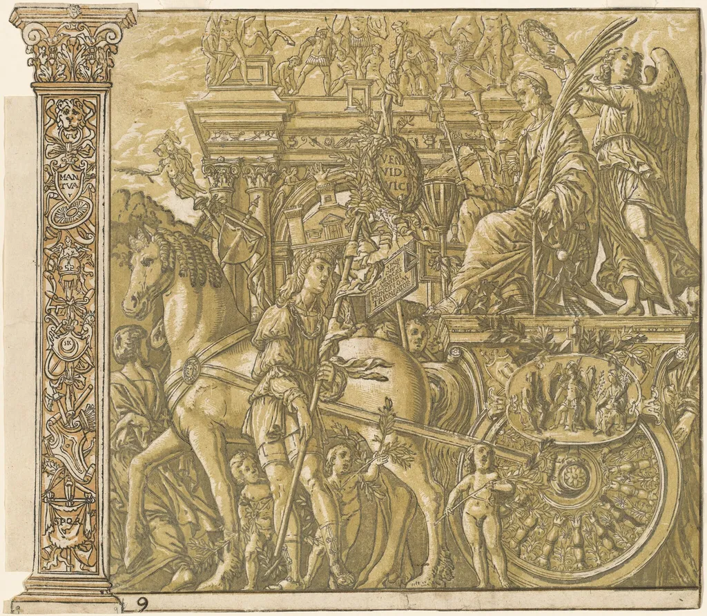 The Triumph of Julius Caesar [no.9 plus 2 columns], by Andrea Andreani, ink, 1599