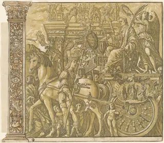 The Triumph of Julius Caesar [no.9 plus 2 columns], by Andrea Andreani, ink, 1599