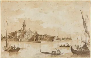 The Island of San Clemente, by Francesco Guardi, ink, 1752