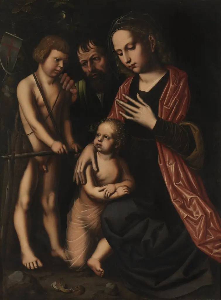 The Holy Family with St. John the Baptist, by Ambrosius Benson, oil, 1527