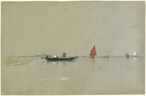 A Venetian Lagoon, by William Stanley Haseltine, ink, 1872